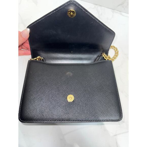 Prada Saffiano Leather Chain Wallet Black Gold Hardware - Picture 4 of 9